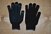 Перчатки рабочие, цв.Черный (6 нитка, кл.7,5, точка) (пара)