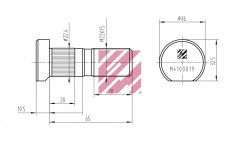 Болт крепления колеса MAN L=65;22x1.5 / М4100019 MARSHALL