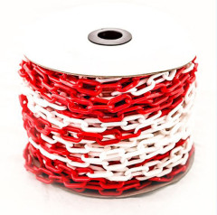 Цепь пластиковая сигнальная красно-белая, 6мм, (в бухте 50м)